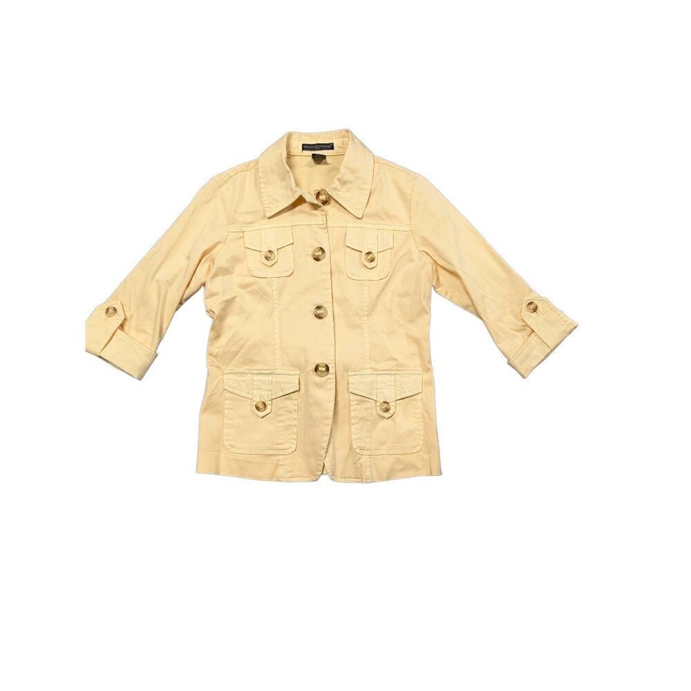 Preswick & Moore Yellow Jacket with Big Buttons Detail Built in Belt  Women's PS